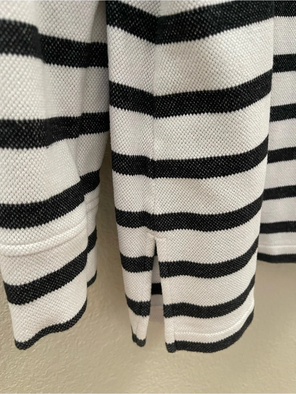 Striped Cowl Neck Pullover - Black/White slits on the side
